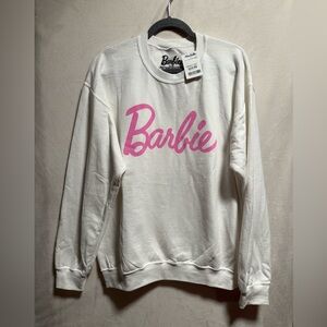 Barbie White Crewneck with Pink Script